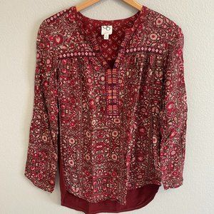 Anthropologie One September Mataura Boho Embroidered Peasant Blouse | XS